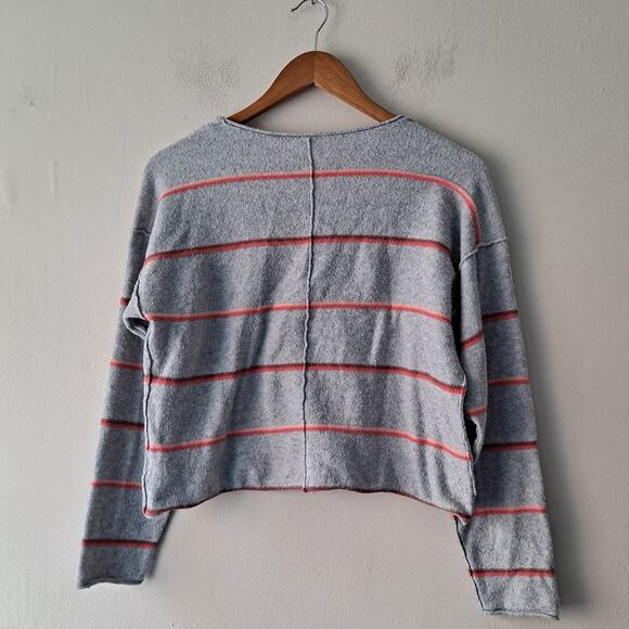 Free People Make You Mine Sweater in Gray w Orange & Pink Striped -Size S/P - Picture 7 of 10